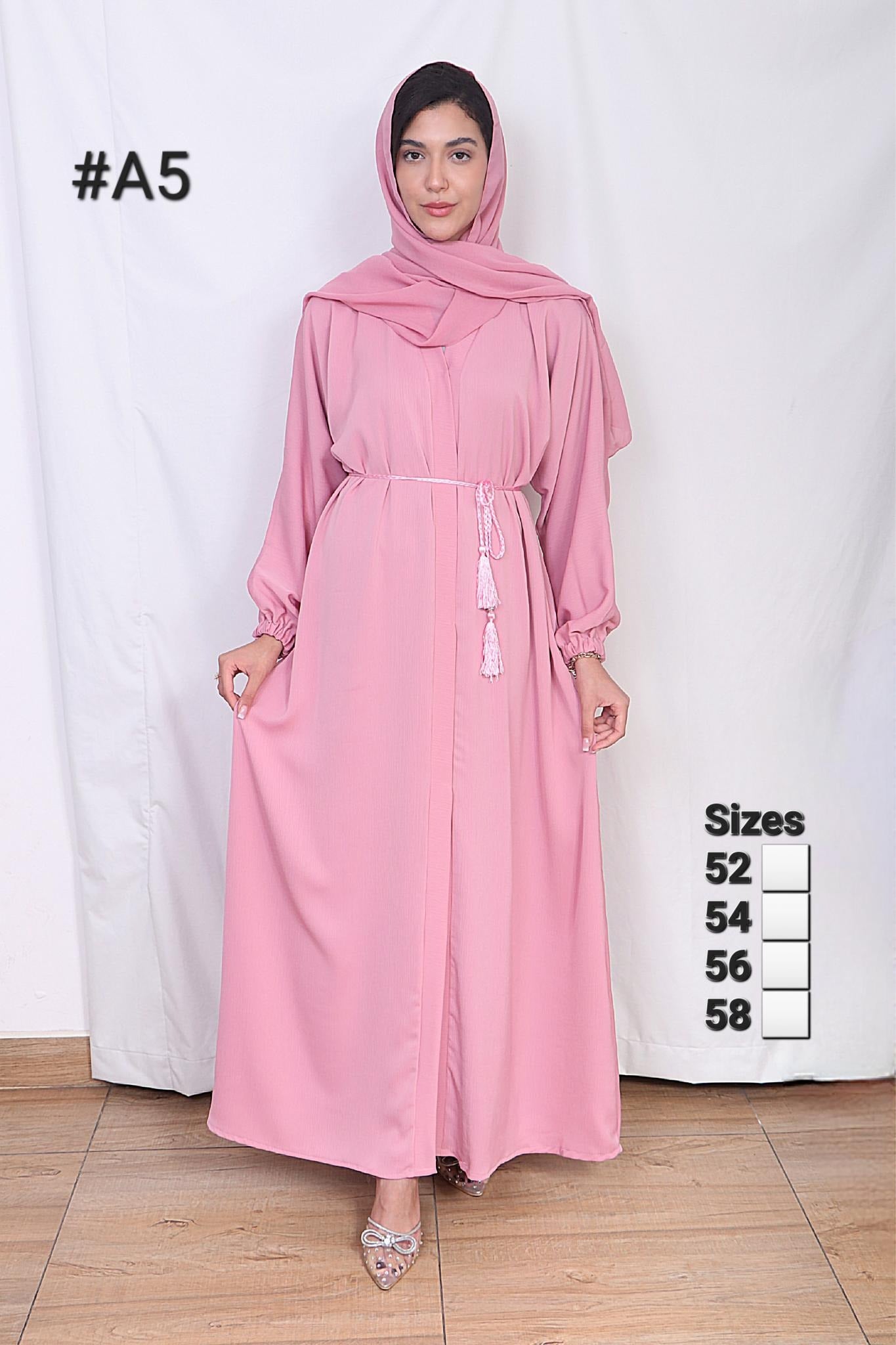 Muslim Fashion Pink Abaya A5 Long Sleeve All Seasons